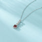 925 Sterling Silver Lab Ruby Cushion Necklace, Gentle Versatile - Photo 2
