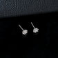 S925 Silver Sunflower Heart Prong Round Stone Stud Earrings, Simple Solitaire Earrings - Photo 4