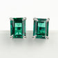 925 Sterling Silver Lab Emerald Square Earrings, Premium Delicate for Women - Photo 1