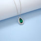 925 Sterling Silver Lab Emerald Teardrop Vintage Pendant Necklace, Stackable for Women - Photo 2