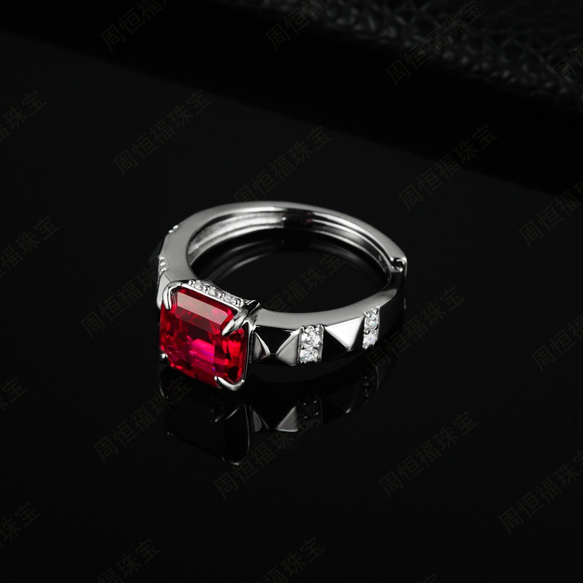 S925 Sterling Silver Lab Ruby Ring, Versatile Anniversary Birthday - Photo 3