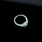 S925 Silver Rectangle Lab Paraiba Tsavorite Diamond, Gemstone Ring - Photo 4
