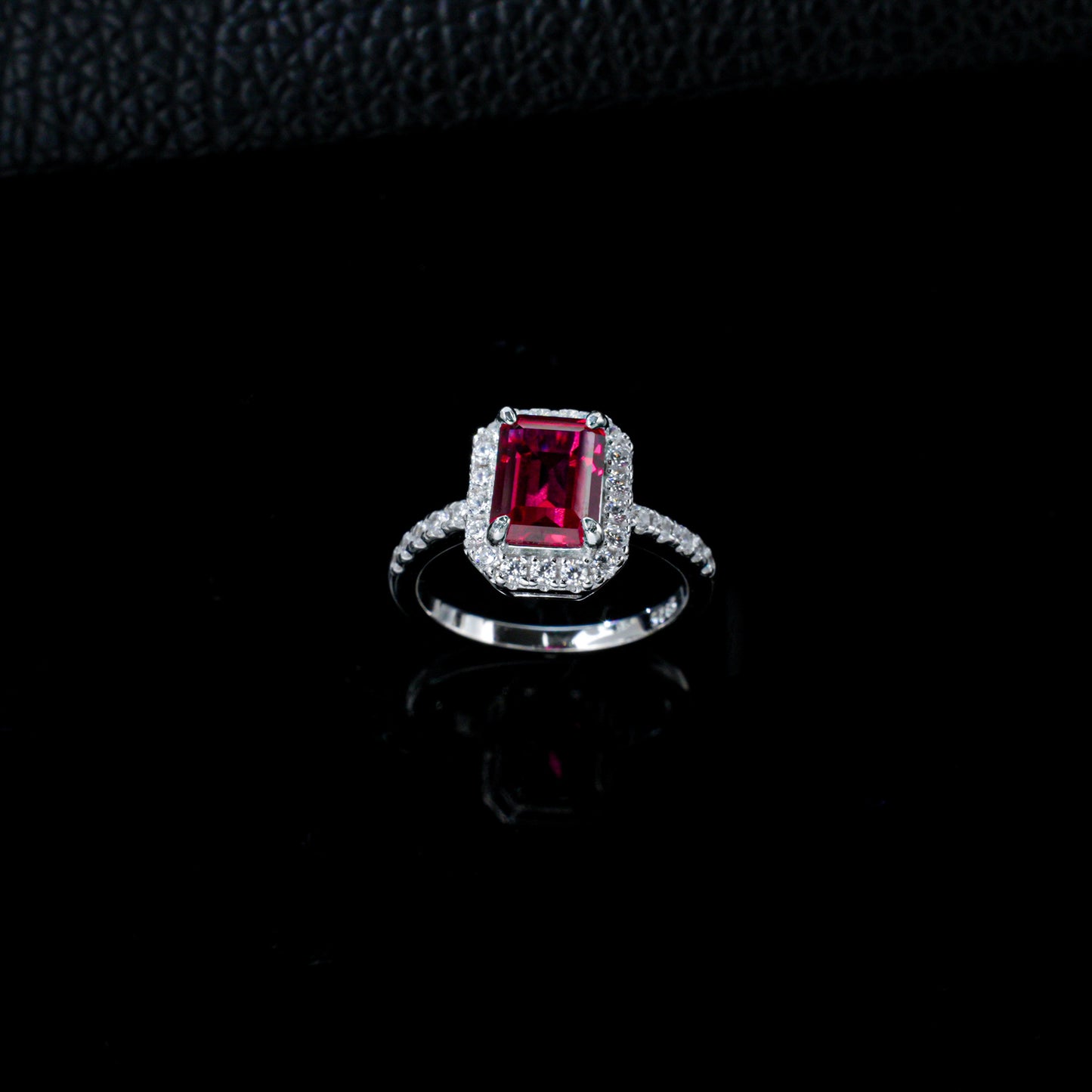 S925 Sterling Silver Lab Ruby Wedding Ring, Premium Vintage - Photo 2