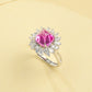 925 Sterling Silver Lab Padparadscha Ring, Luxurious Inlay Gift for Women - Photo 6