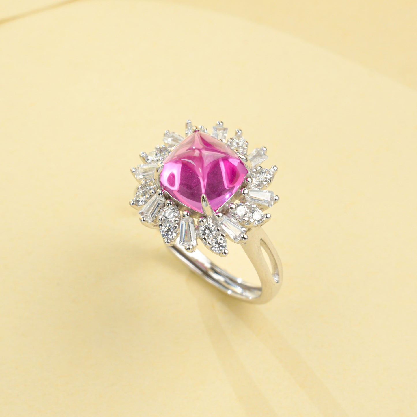 925 Sterling Silver Lab Padparadscha Ring, Luxurious Inlay Gift for Women - Photo 6