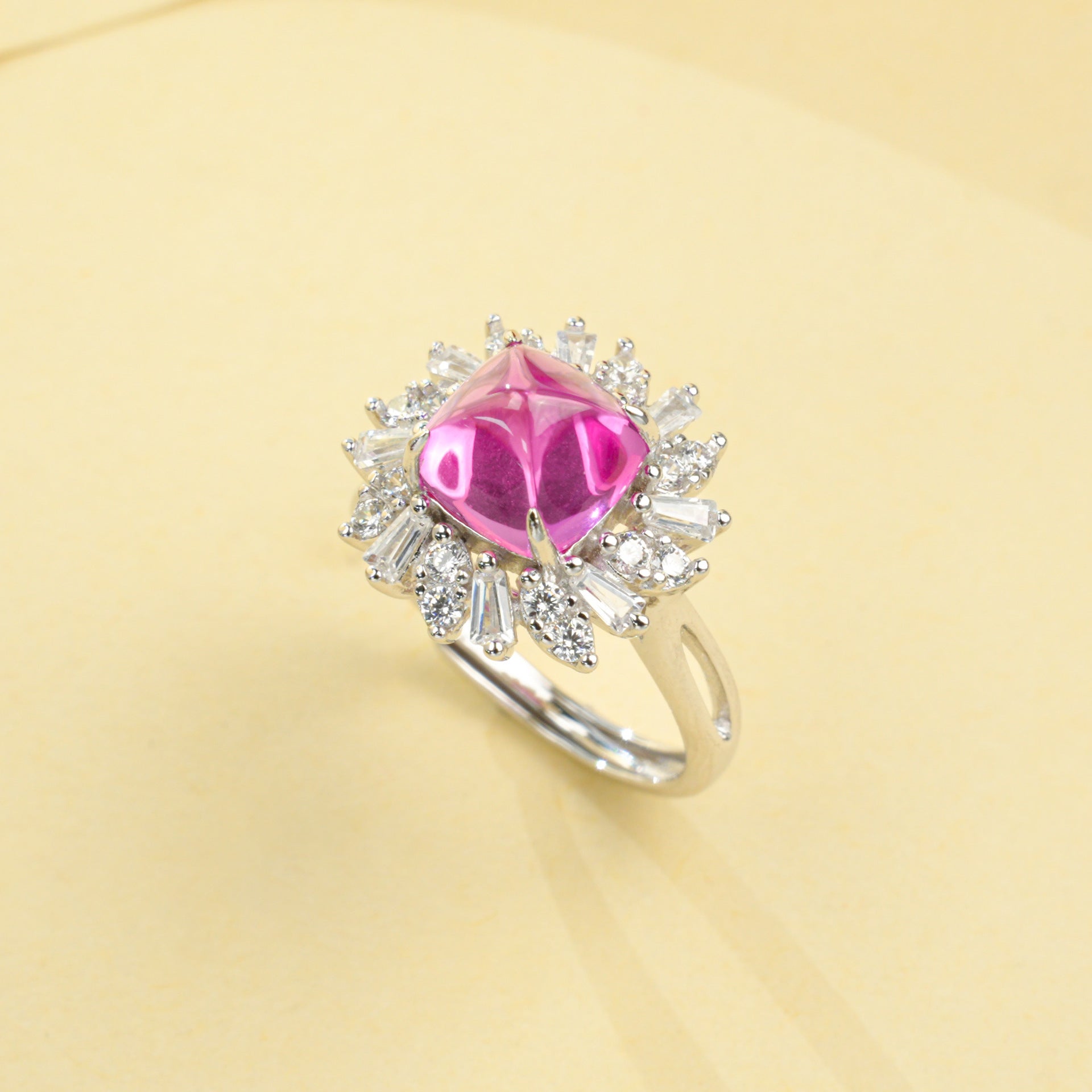 925 Sterling Silver Lab Padparadscha Ring, Luxurious Inlay Gift for Women - Photo 6