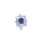 S925 Sterling Silver Lab Sapphire Ring Halo Diamond, Versatile Jewellery Premium - Photo 5