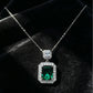 S925 Sterling Silver Lab Emerald Emerald-Cut Halo Necklace, Premium - Photo 2