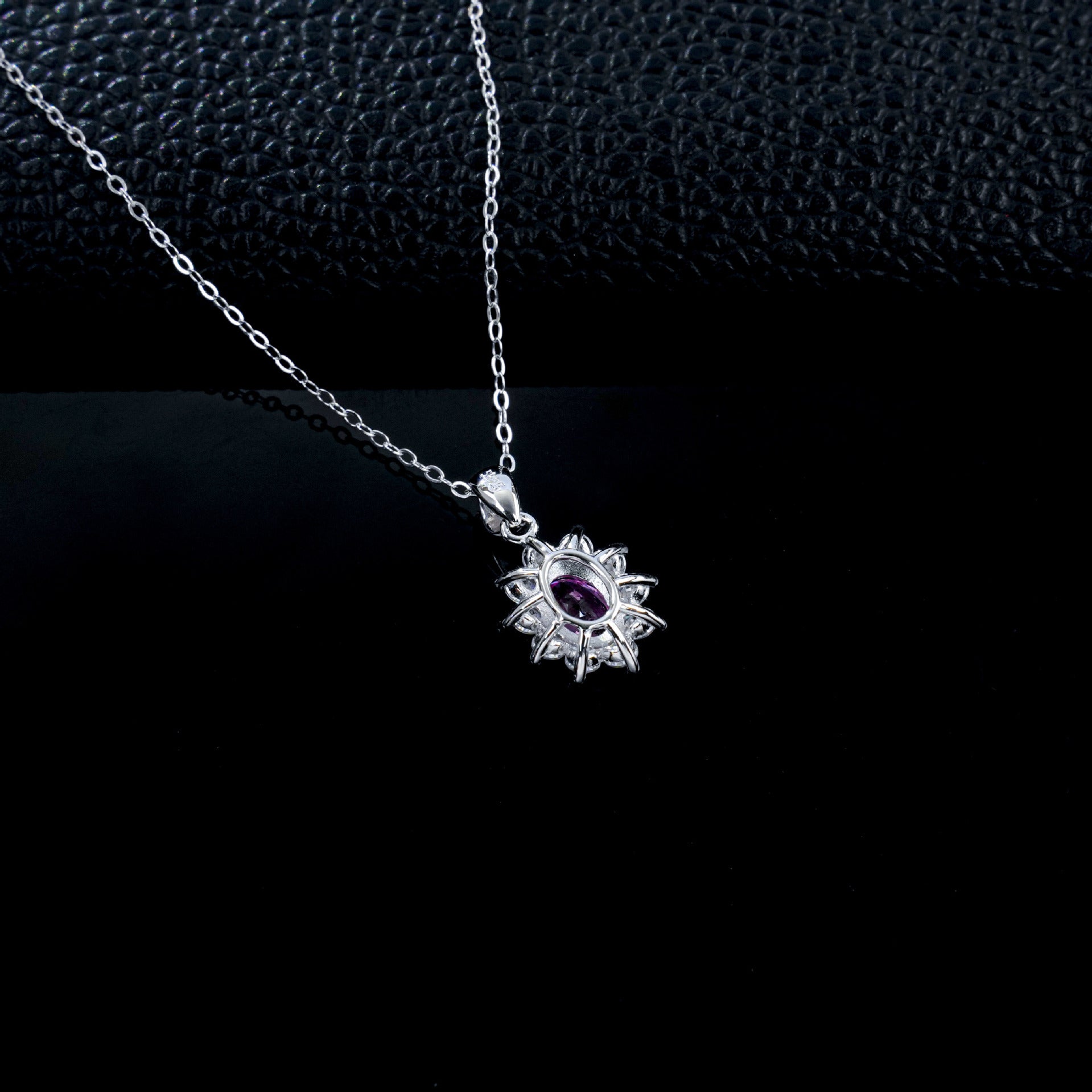 Lab Padparadscha Pink Sapphire Necklace 925 Silver, Sparkling Red Premium - Photo 4