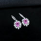 S925 Silver Ear Cuff Lab Pink Gemstone Flower Earrings, Photo Birthday Gift - Photo 3