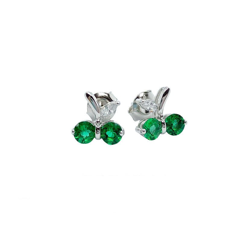 S925 Sterling Silver Lab Emerald Earrings - Photo 1