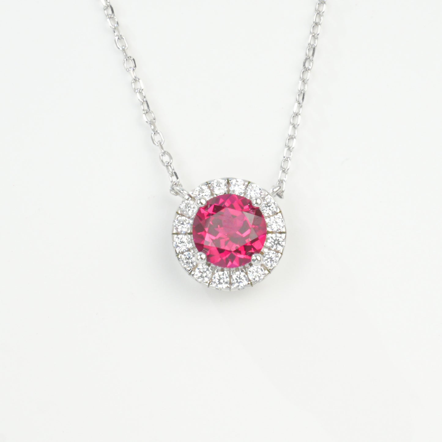 S925 Sterling Silver Lab Ruby Round Pave Choker Necklace, Versatile for Women - Photo 5