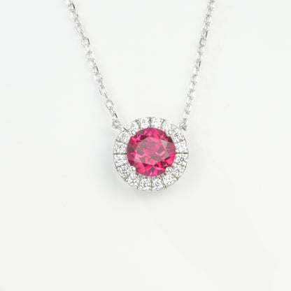 S925 Sterling Silver Lab Ruby Round Pave Choker Necklace, Versatile for Women - Photo 5