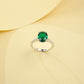 S925 Sterling Silver Lab Emerald Oval Four-Prong Ring, for Women - Photo 2