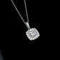 Rounded Square Halo Pendant S925 Silver 4-Claw Centre Full-Diamond Frame, Gift Jewellery - Photo 4