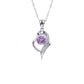 Heart Pink Gemstone Silver Necklace, Diamond Heart Pendant - Photo 5