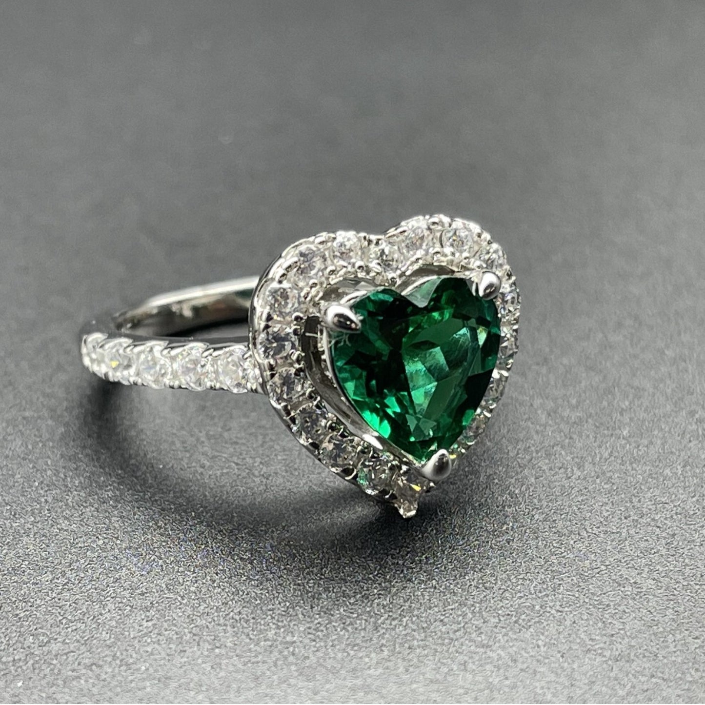 S925 Sterling Silver Lab Emerald Ring, Versatile Open Ring - Photo 4