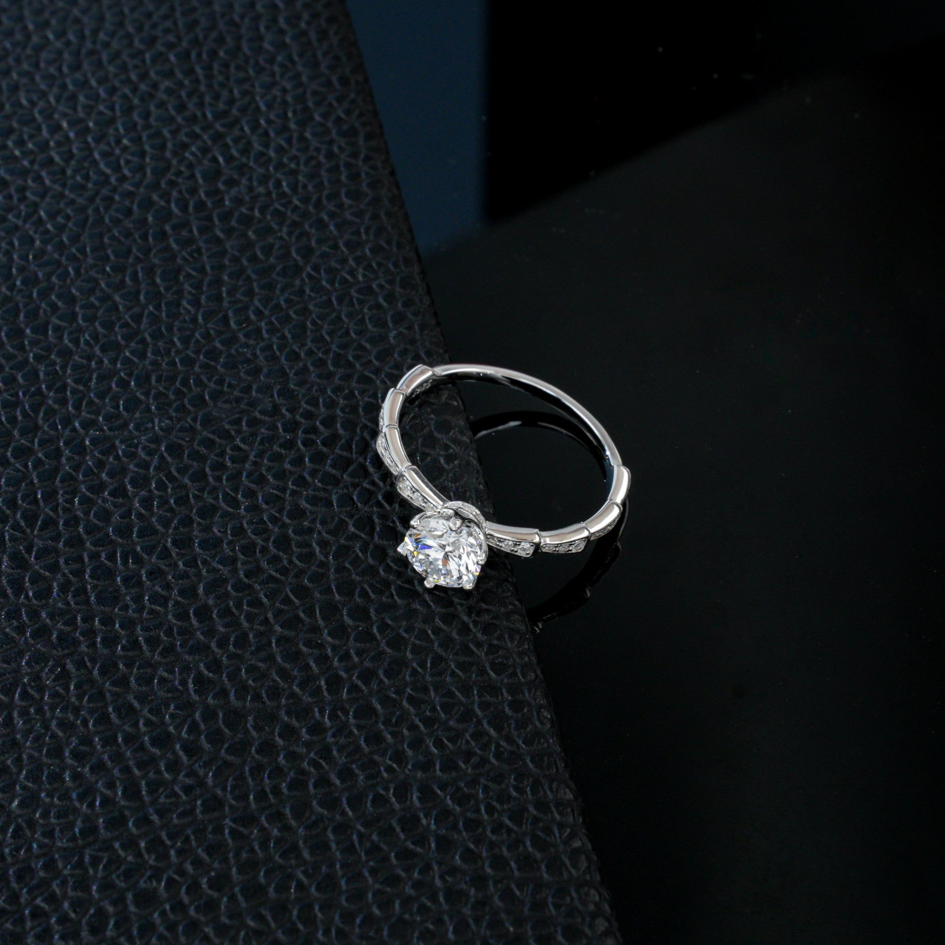 S925 Silver 6-Claw Centre Step-Layered Stone Ring, Ring Engagement - Photo 4