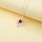S925 Silver Double Arc Wrap Round Lab Ruby Pendant Choker, Gentle - Photo 2