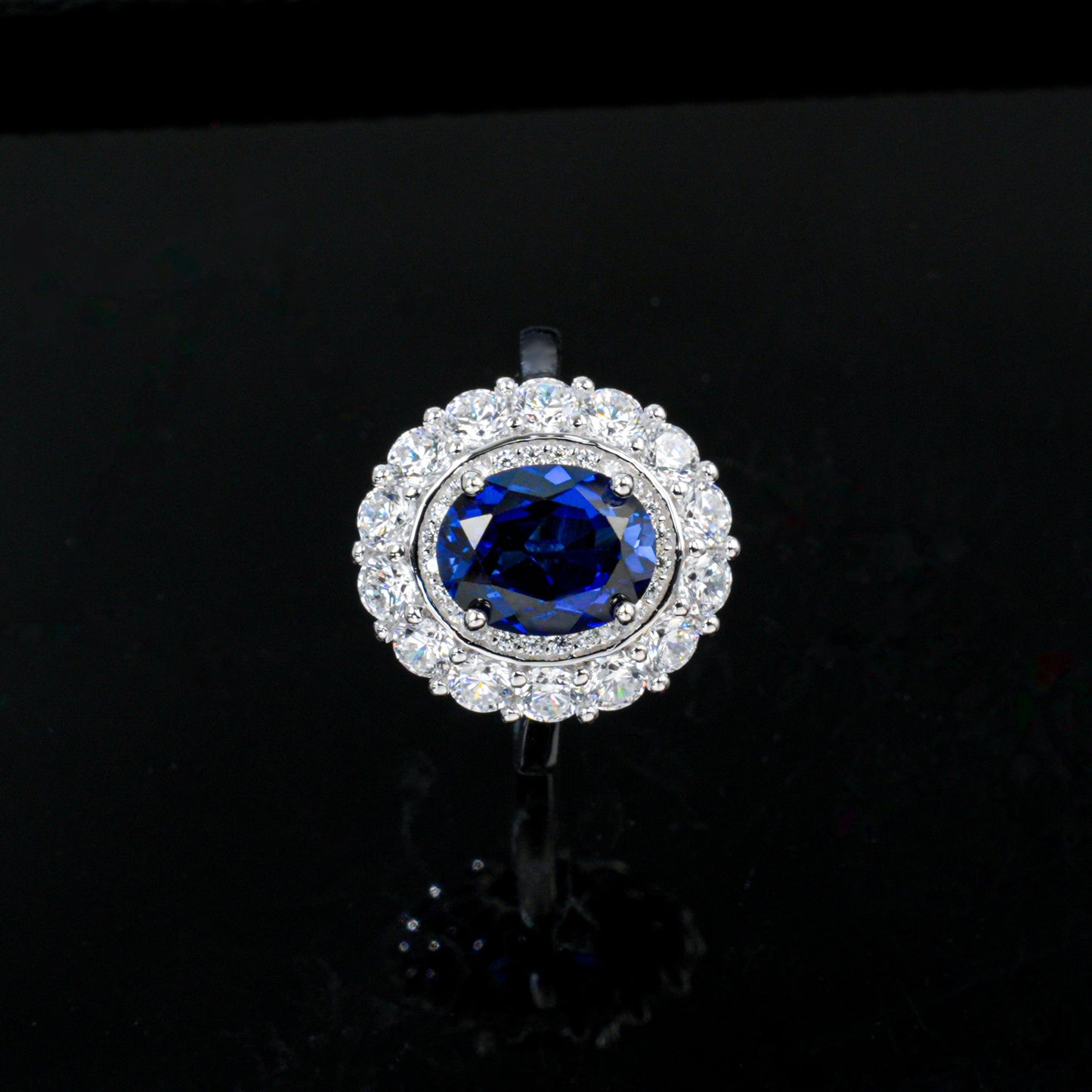 S925 Sterling Silver Lab Sapphire Ring, Premium Jewellery - Photo 2