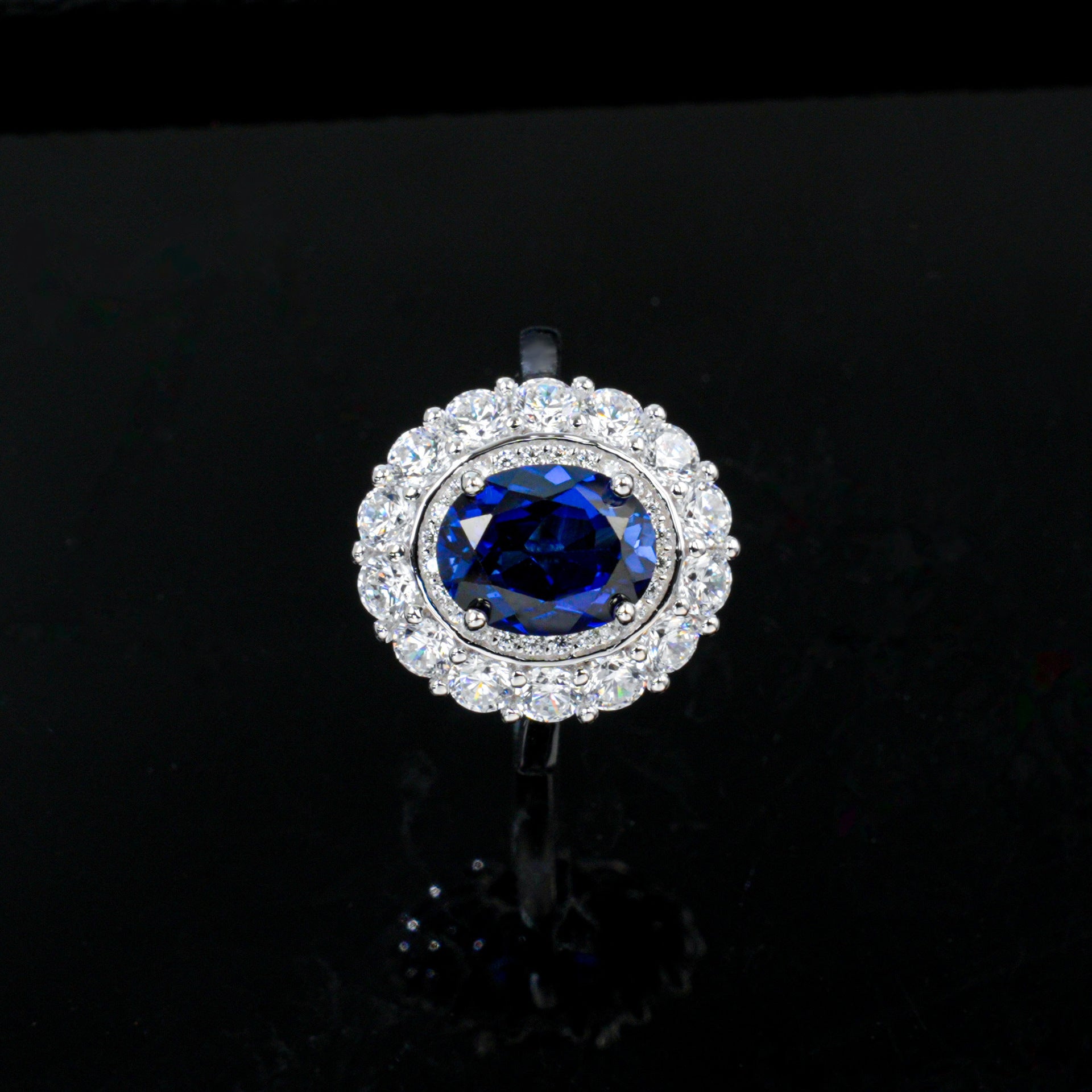 S925 Sterling Silver Lab Sapphire Ring, Premium Jewellery - Photo 2