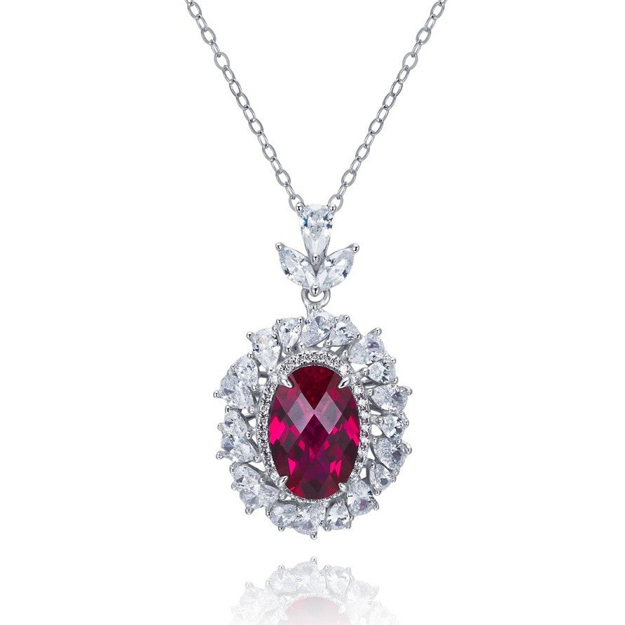 S925 Sterling Silver Lab Ruby Necklace, Vintage Choker - Photo 2