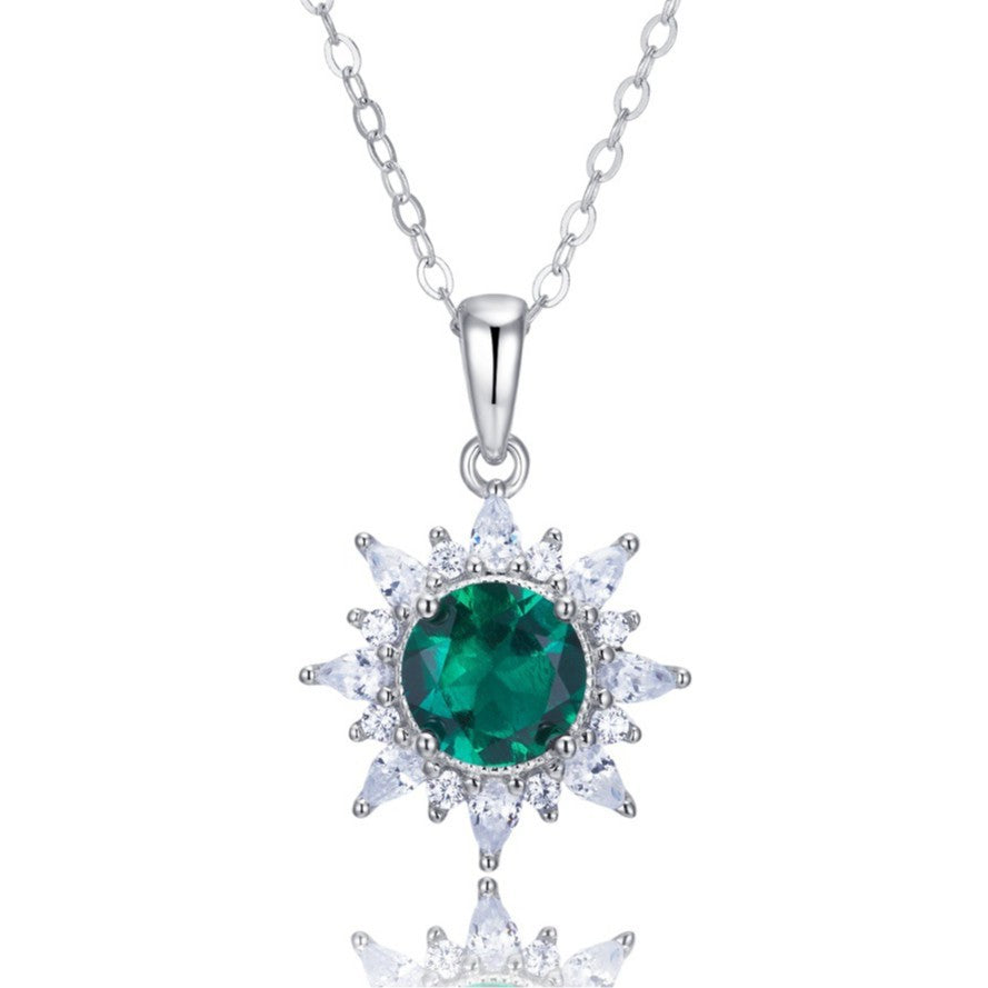 S925 Lab Emerald Necklace, Bold Simple Design - Photo 3