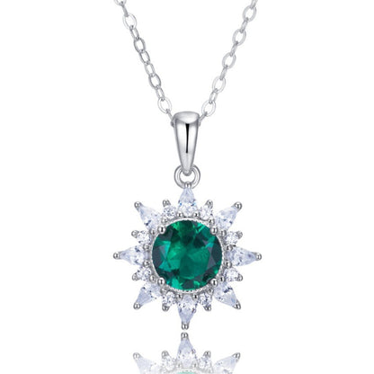 S925 Lab Emerald Necklace, Bold Simple Design - Photo 2