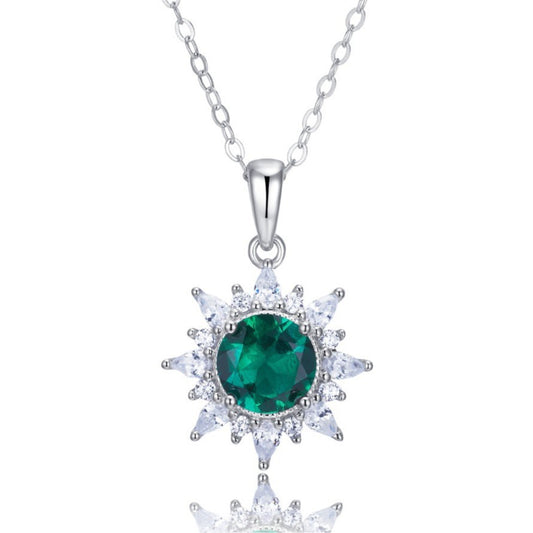 S925 Lab Emerald Necklace, Bold Simple Design - Photo 2