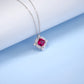 S925 Sterling Silver Square Emerald-Cut Ruby Pendant Necklace, Designer - Photo 4