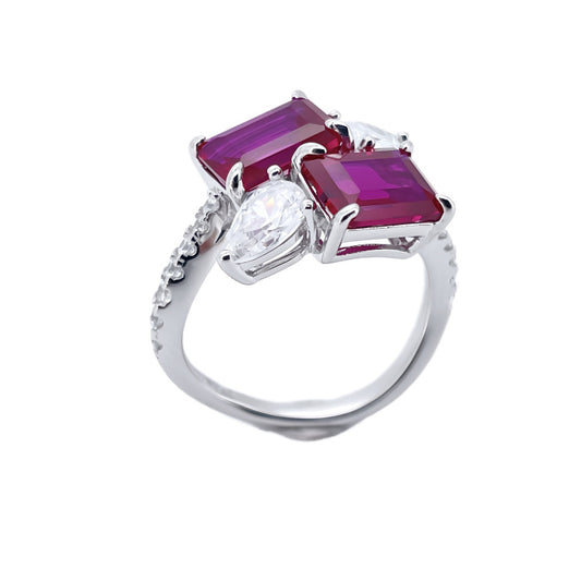 S925 Sterling Silver Lab Corundum Ring, Premium Versatile Anniversary - Photo 4