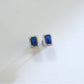 S925 Silver Emerald-Cut Sapphire Stud Earrings Square Halo, Simple Versatile - Photo 4