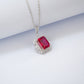 S925 Sterling Silver Lab Pigeon Blood Ruby Halo Pendant Necklace, Vintage Engagement - Photo 3