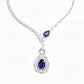 S925 Sterling Silver Lab Sapphire Teardrop Heavy Pave Necklace, Premium Gown - Photo 1