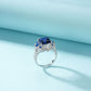 925 Sterling Silver Lab Sapphire Square Halo Ring for Women, Heavy-Craft Premium - Photo 3