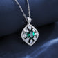 S925 Sterling Silver Emerald Sunflower Necklace, Oval Marquise Round - Photo 3