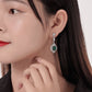 S925 Sterling Silver Lab Emerald Drop Earrings, Full Diamond Emerald - Photo 4