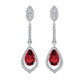 S925 Silver Teardrop Hollow Ruby Long Drop Earrings, Vintage Evening Premium - Photo 5