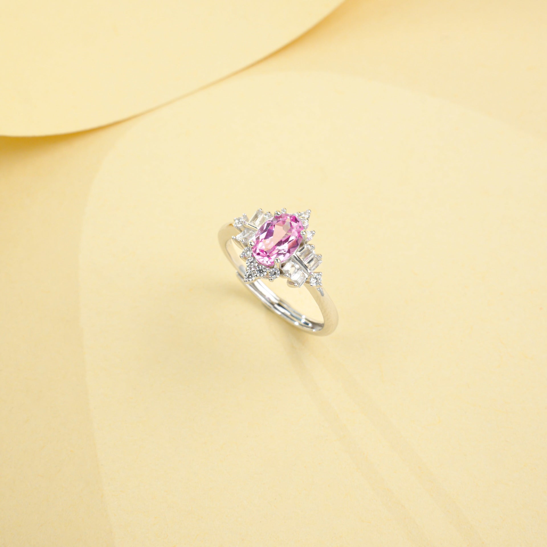 S925 Silver Padparadscha Pink Sapphire Ring, Stone Elegant Ring - Photo 2