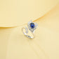 925 Sterling Silver Lab Sapphire Calla Lily Open Pave Ring, Premium for Women - Photo 3