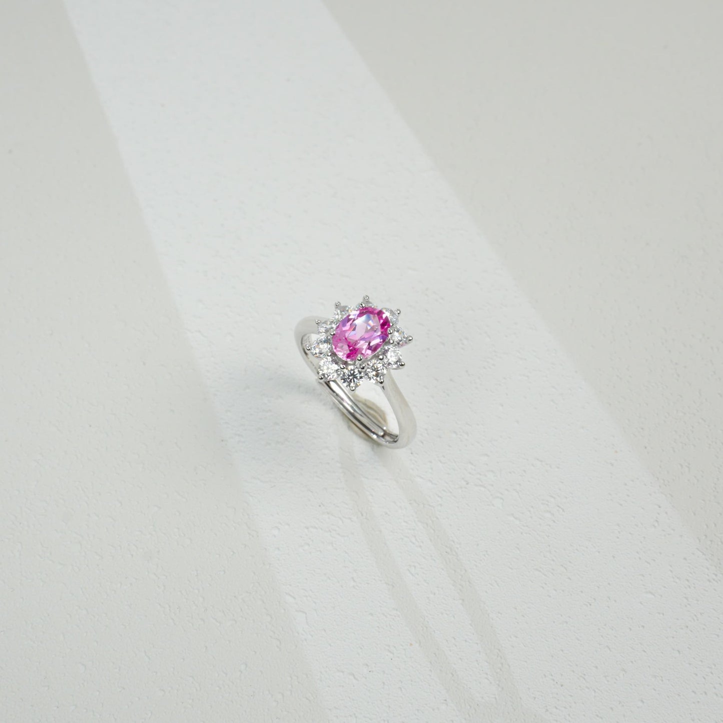 925 Sterling Silver Lab Padparadscha Ring, Versatile - Photo 4