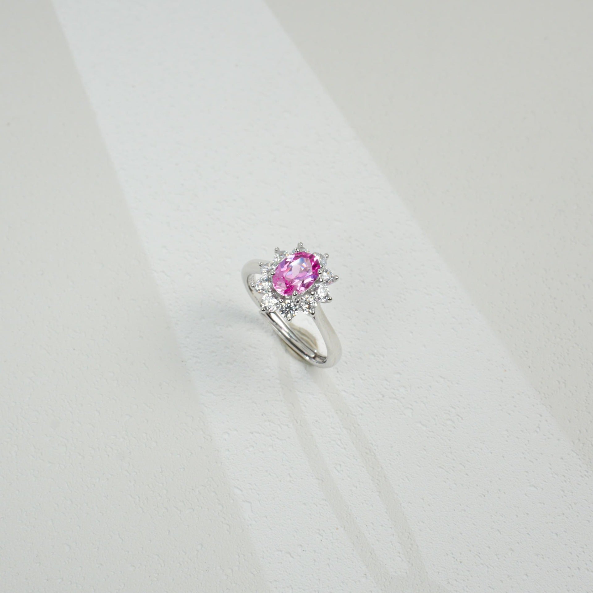925 Sterling Silver Lab Padparadscha Ring, Versatile - Photo 4