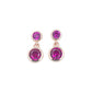 S925 Silver Double-Layer Round Ruby Stud Earrings, Rose Gold Full - Photo 5