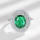 S925 Sterling Silver Lab Emerald Ring Adjustable, Vintage Gift Engagement - Photo 4