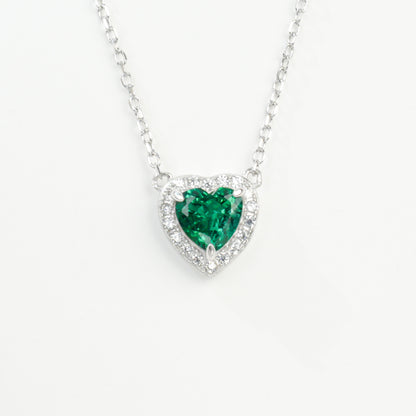 S925 Sterling Silver Lab Gemstone Heart Pave Choker Necklace, Premium for Women - Photo 6