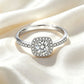 S925 Silver Square Halo Ring, Cushion Full Diamond - Photo 4
