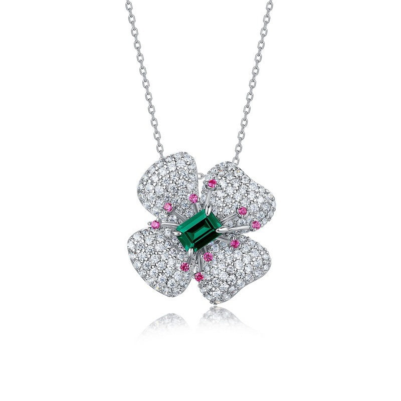 925 Sterling Silver Lab Emerald Necklace for Women, Versatile Elegant - Photo 5