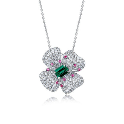 925 Sterling Silver Lab Emerald Necklace for Women, Versatile Elegant - Photo 5