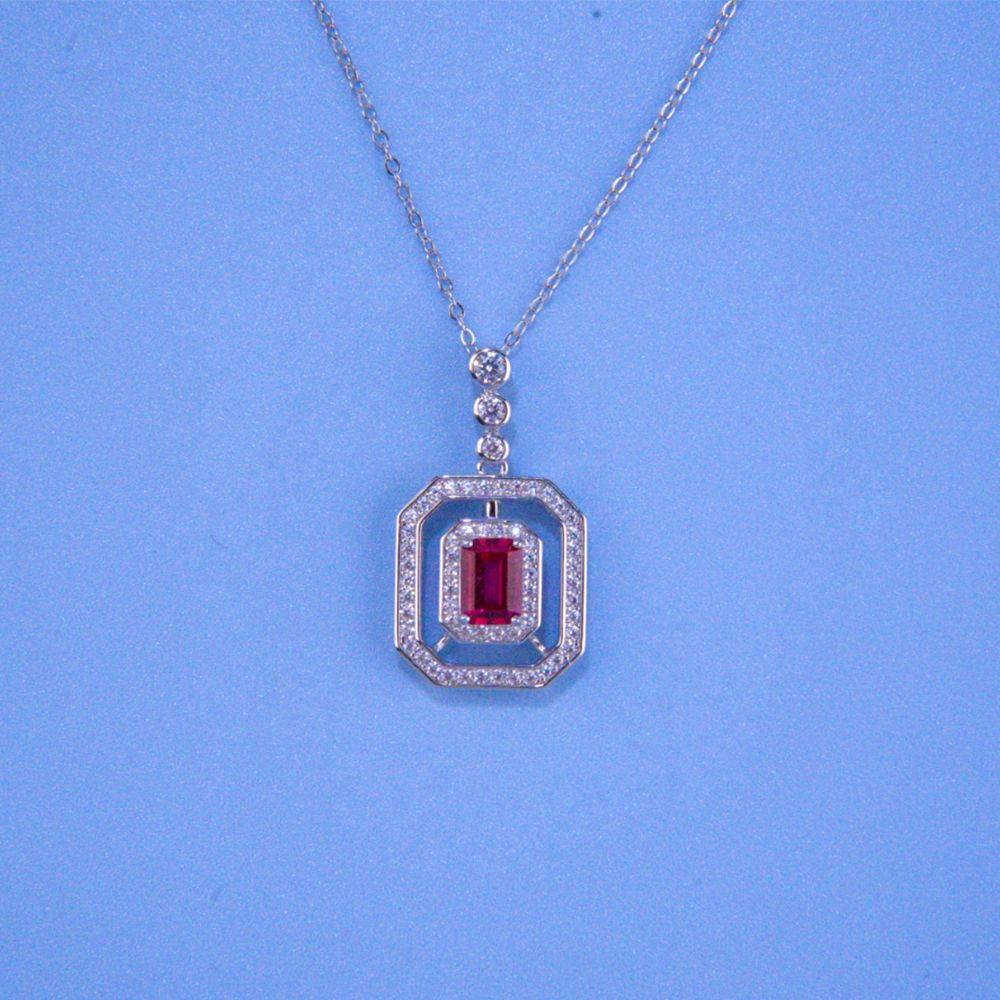 S925 Sterling Silver Gemstone Double-Layer Octagon Square Halo Choker, Premium Vintage for Women - Photo 3