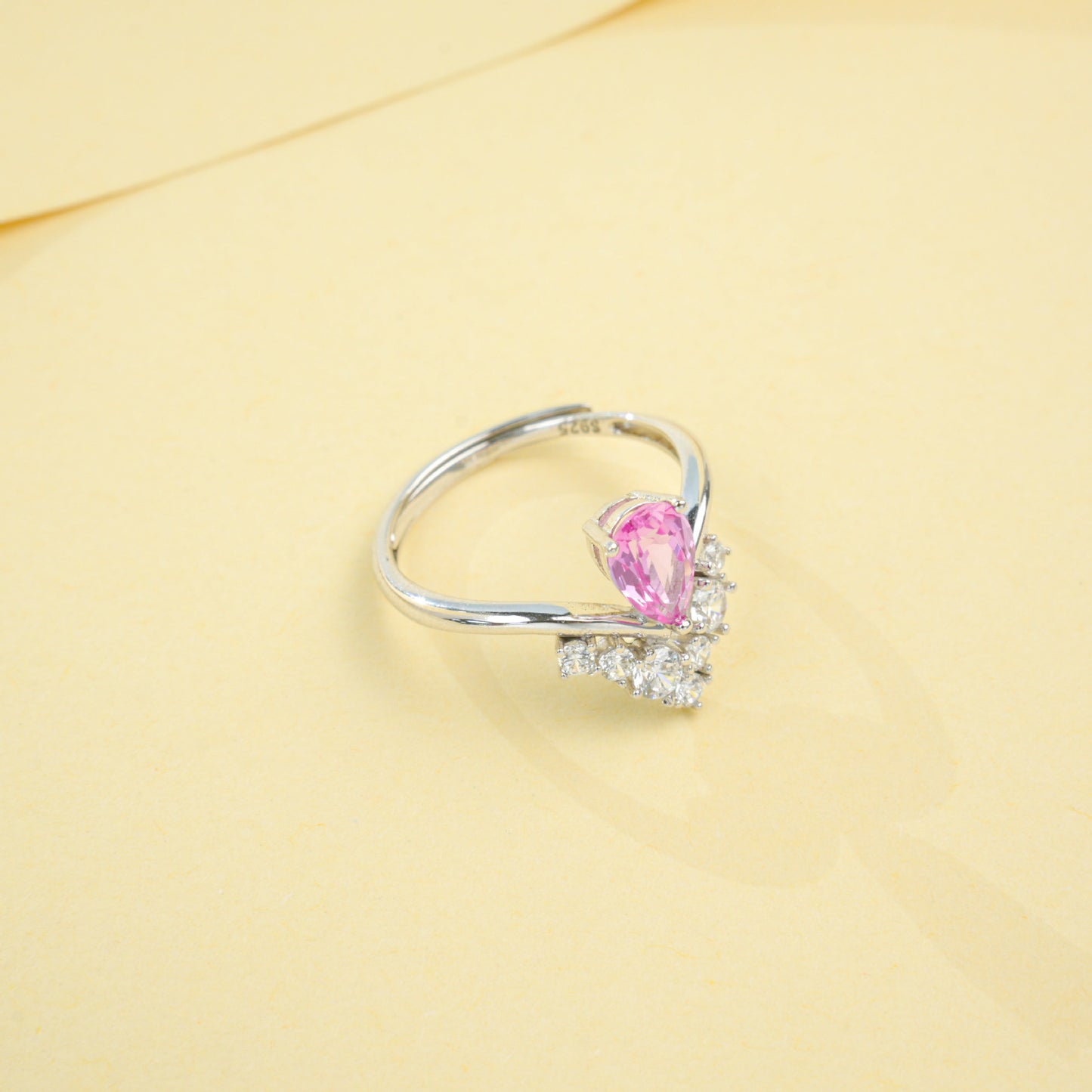 S925 Sterling Silver Lab Padparadscha Ring, Premium Anniversary Gift - Photo 3